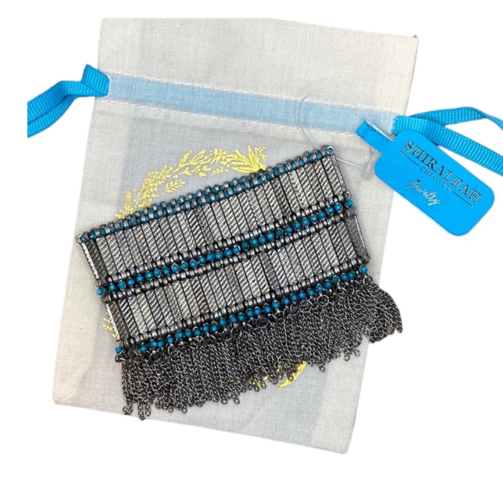 SHIRALEAH Turquoise and Silver Reverie Bracelet NWT